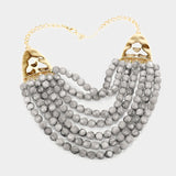 Gray Multi Strand Necklace