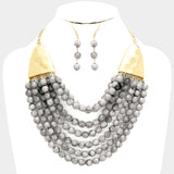 Gray Multi Strand Necklace