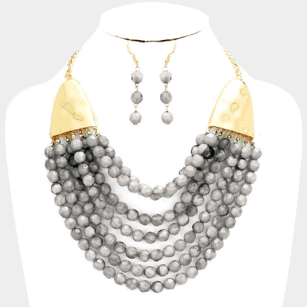 Gray Multi Strand Necklace