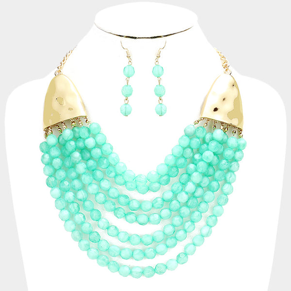 Mint Multi Strand Necklace