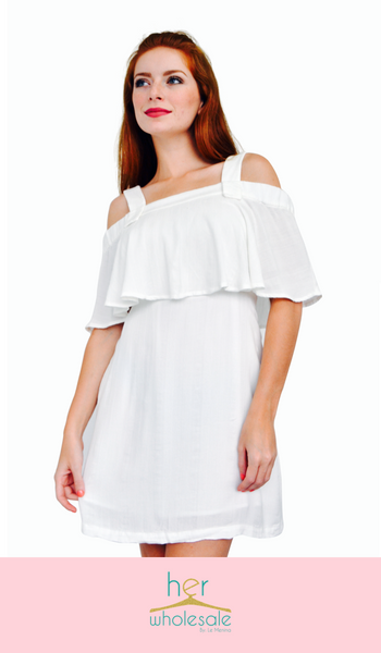 3/4 Sleeve Tunic Dress (Color: Off White) | Unit Price $20.75