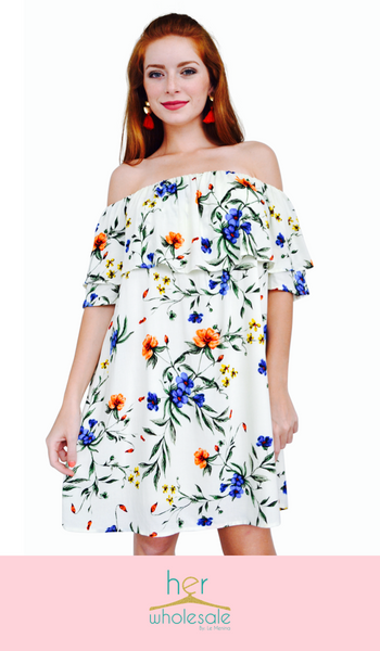 Floral Print Dress (Color: Ivory) | Unit Price $20.75