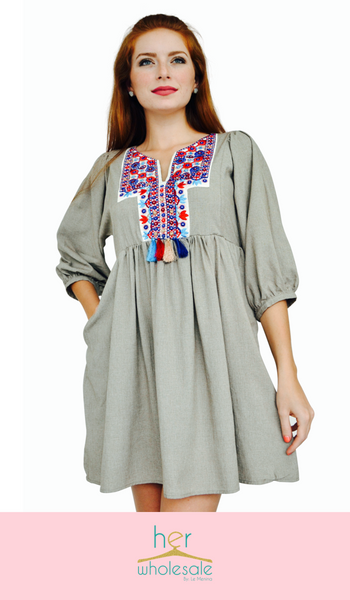 3/4 Sleeve Dress (Color: Cappuchino) | Unit Price $20.75