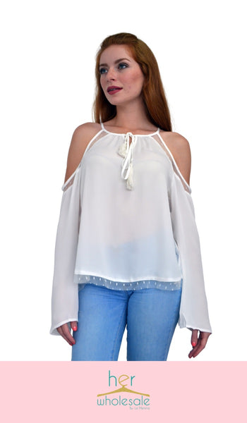 Bells Sleeves Top (Color: Ivory) | Unit Price $18.75