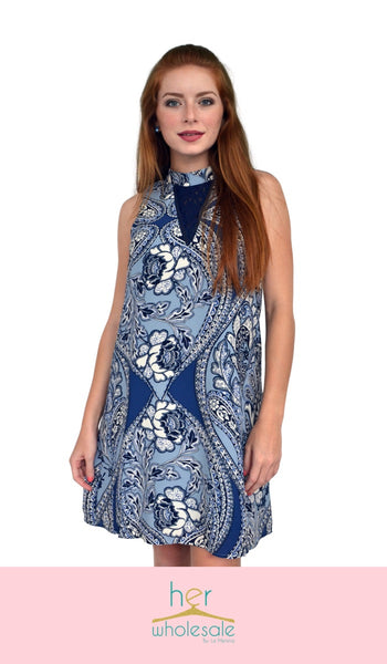 Multi Print Dress (Color: Navy & Ivory) | Unit Price $20.75