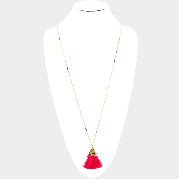 Fuchsia Tassel Necklace