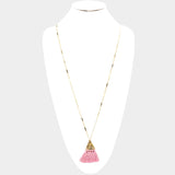 Pink Tassel & Disk Necklace