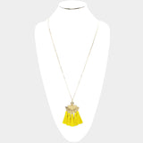 Yellow Tassel &  Disk Necklace