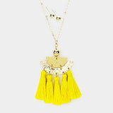 Yellow Tassel &  Disk Necklace