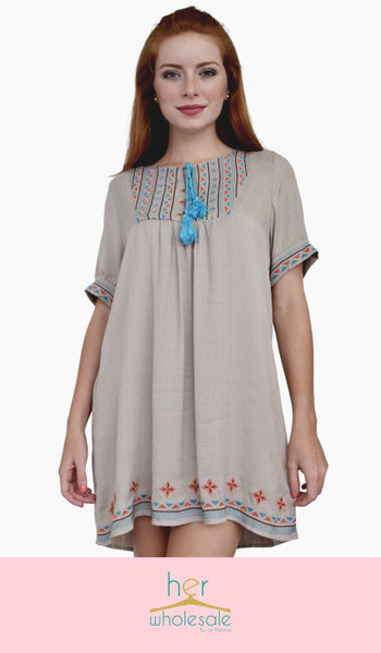 Short Sleeved Dress (Color: Taupe) | Unit Price $20.75